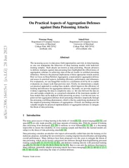 On Practical Aspects of Aggregation Defenses against Data Poisoning
  Attacks