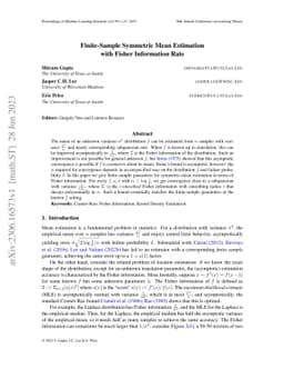 Finite-Sample Symmetric Mean Estimation with Fisher Information Rate