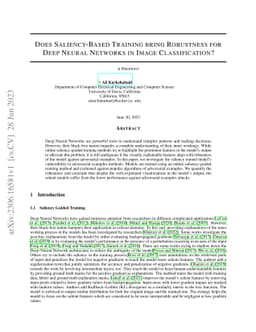 Does Saliency-Based Training bring Robustness for Deep Neural Networks
  in Image Classification?