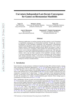 Curvature-Independent Last-Iterate Convergence for Games on Riemannian
  Manifolds