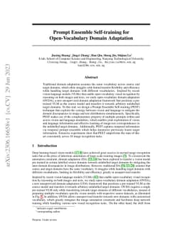 Prompt Ensemble Self-training for Open-Vocabulary Domain Adaptation