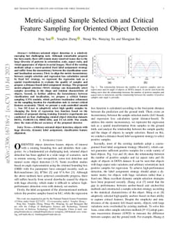 Metric-aligned Sample Selection and Critical Feature Sampling for
  Oriented Object Detection