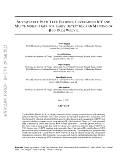 Sustainable Palm Tree Farming: Leveraging IoT and Multi-Modal Data for
  Early Detection and Mapping of Red Palm Weevil