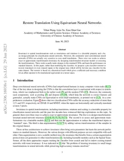 Restore Translation Using Equivariant Neural Networks