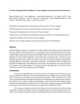 The State of Applying Artificial Intelligence to Tissue Imaging for
  Cancer Research and Early Detection