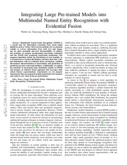 Integrating Large Pre-trained Models into Multimodal Named Entity
  Recognition with Evidential Fusion