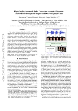 High-Quality Automatic Voice Over with Accurate Alignment: Supervision
  through Self-Supervised Discrete Speech Units
