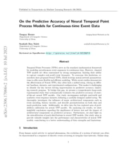On the Predictive Accuracy of Neural Temporal Point Process Models for
  Continuous-time Event Data