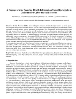 A Framework for Securing Health Information Using Blockchain in Cloud
  Hosted Cyber Physical Systems