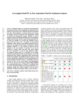 Leveraging ChatGPT As Text Annotation Tool For Sentiment Analysis