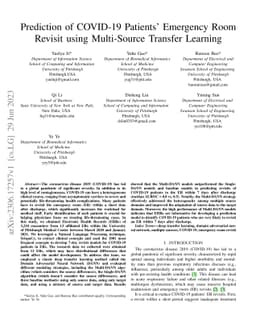 Prediction of COVID-19 Patients' Emergency Room Revisit using
  Multi-Source Transfer Learning