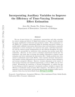 Incorporating Auxiliary Variables to Improve the Efficiency of
  Time-Varying Treatment Effect Estimation
