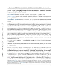 Scaling Model Checking for DNN Analysis via State-Space Reduction and
  Input Segmentation (Extended Version)