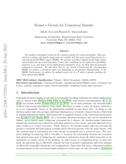 Kernel $ε$-Greedy for Multi-Armed Bandits with Covariates