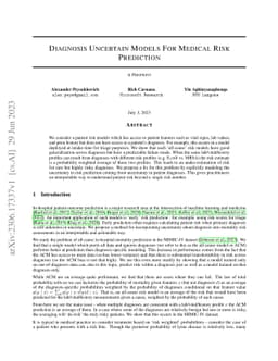 Diagnosis Uncertain Models For Medical Risk Prediction
