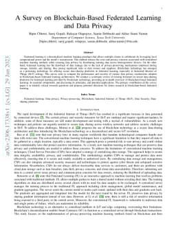 A Survey on Blockchain-Based Federated Learning and Data Privacy