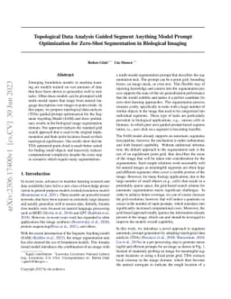Topological Data Analysis Guided Segment Anything Model Prompt
  Optimization for Zero-Shot Segmentation in Biological Imaging