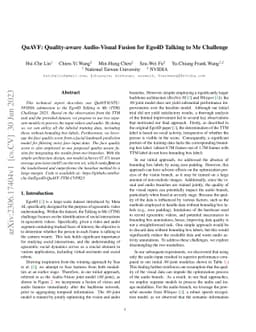 QuAVF: Quality-aware Audio-Visual Fusion for Ego4D Talking to Me
  Challenge
