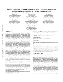 LMBot: Distilling Graph Knowledge into Language Model for Graph-less
  Deployment in Twitter Bot Detection