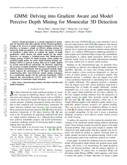 GMM: Delving into Gradient Aware and Model Perceive Depth Mining for
  Monocular 3D Detection