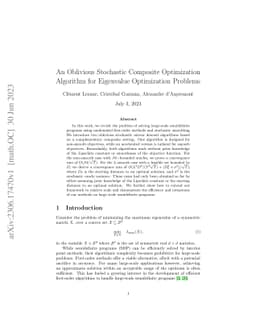 An Oblivious Stochastic Composite Optimization Algorithm for Eigenvalue
  Optimization Problems
