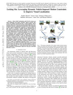 Locking On: Leveraging Dynamic Vehicle-Imposed Motion Constraints to
  Improve Visual Localization
