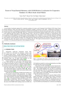 Fusion of Visual-Inertial Odometry with LiDAR Relative Localization for
  Cooperative Guidance of a Micro-Scale Aerial Vehicle