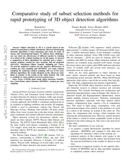 Comparative study of subset selection methods for rapid prototyping of
  3D object detection algorithms