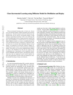 Class-Incremental Learning using Diffusion Model for Distillation and
  Replay