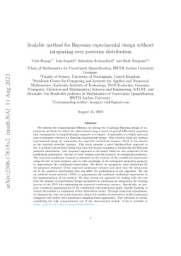 Scalable method for Bayesian experimental design without integrating
  over posterior distribution
