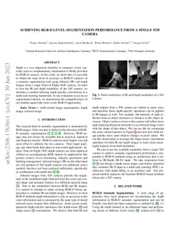 Achieving RGB-D level Segmentation Performance from a Single ToF Camera