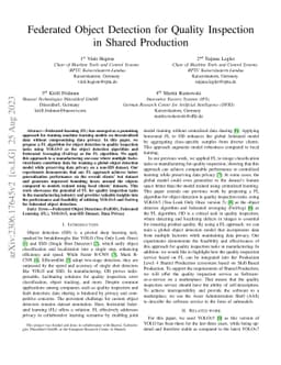 Federated Object Detection for Quality Inspection in Shared Production