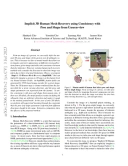 Implicit 3D Human Mesh Recovery using Consistency with Pose and Shape
  from Unseen-view