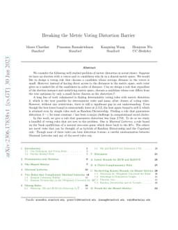 Breaking the Metric Voting Distortion Barrier