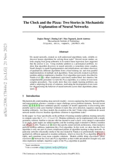 The Clock and the Pizza: Two Stories in Mechanistic Explanation of
  Neural Networks