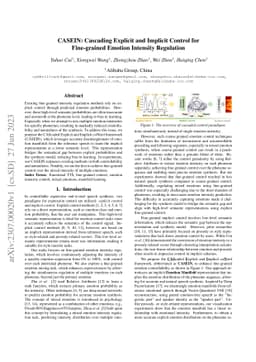 CASEIN: Cascading Explicit and Implicit Control for Fine-grained Emotion
  Intensity Regulation