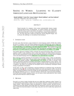 Seeing in Words: Learning to Classify through Language Bottlenecks