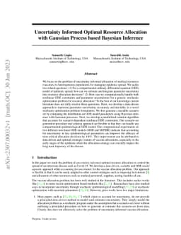 Uncertainty Informed Optimal Resource Allocation with Gaussian Process
  based Bayesian Inference