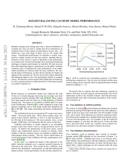 Dataset balancing can hurt model performance