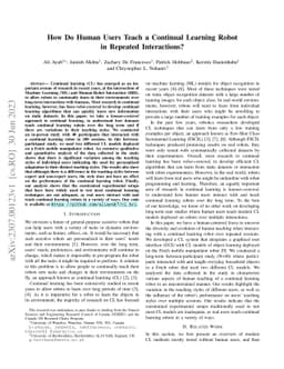 How Do Human Users Teach a Continual Learning Robot in Repeated
  Interactions?