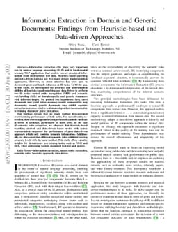 Information Extraction in Domain and Generic Documents: Findings from
  Heuristic-based and Data-driven Approaches