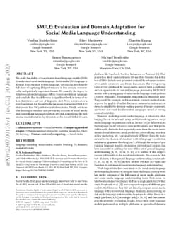 SMILE: Evaluation and Domain Adaptation for Social Media Language
  Understanding