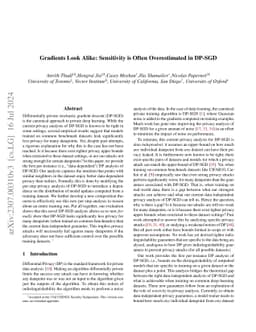 Gradients Look Alike: Sensitivity is Often Overestimated in DP-SGD