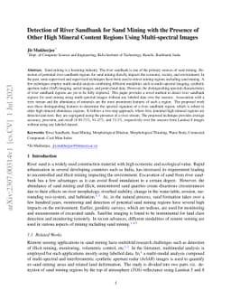 Detection of River Sandbank for Sand Mining with the Presence of Other
  High Mineral Content Regions Using Multi-spectral Images