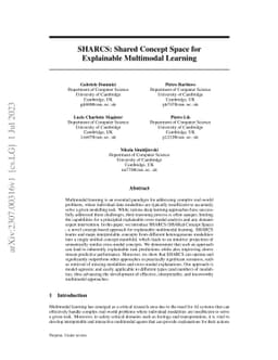 SHARCS: Shared Concept Space for Explainable Multimodal Learning