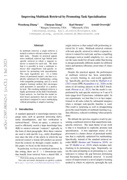 Improving Multitask Retrieval by Promoting Task Specialization