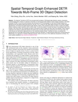 Spatial-Temporal Graph Enhanced DETR Towards Multi-Frame 3D Object
  Detection