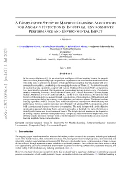 A Comparative Study of Machine Learning Algorithms for Anomaly Detection
  in Industrial Environments: Performance and Environmental Impact