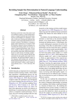 Revisiting Sample Size Determination in Natural Language Understanding