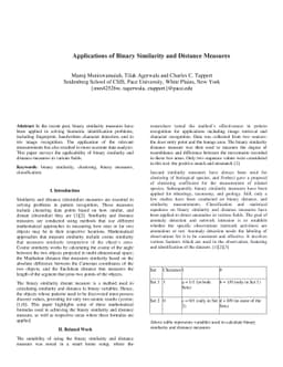 Applications of Binary Similarity and Distance Measures